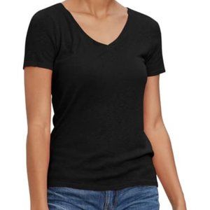 Michael Stars Womens White V-Neck Crew Neck Tee 6227 OS Basic Casual